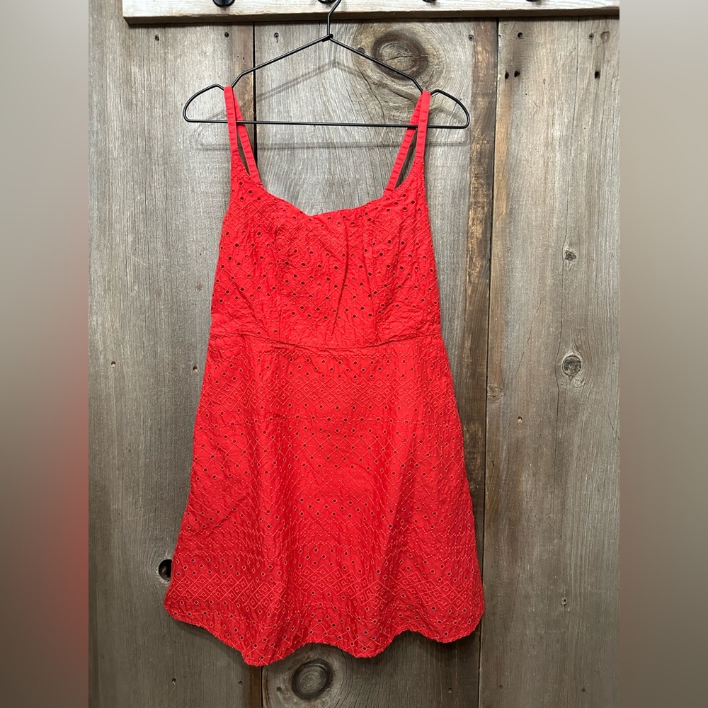 Old Navy Fit & Flare Cami Mini Dress in Embroidered Red Size Small Women’s
